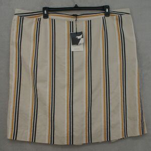 Who What Wear Womens 24W Striped A-Line Skirt Cotton Linen Blend CreamNavyYellow